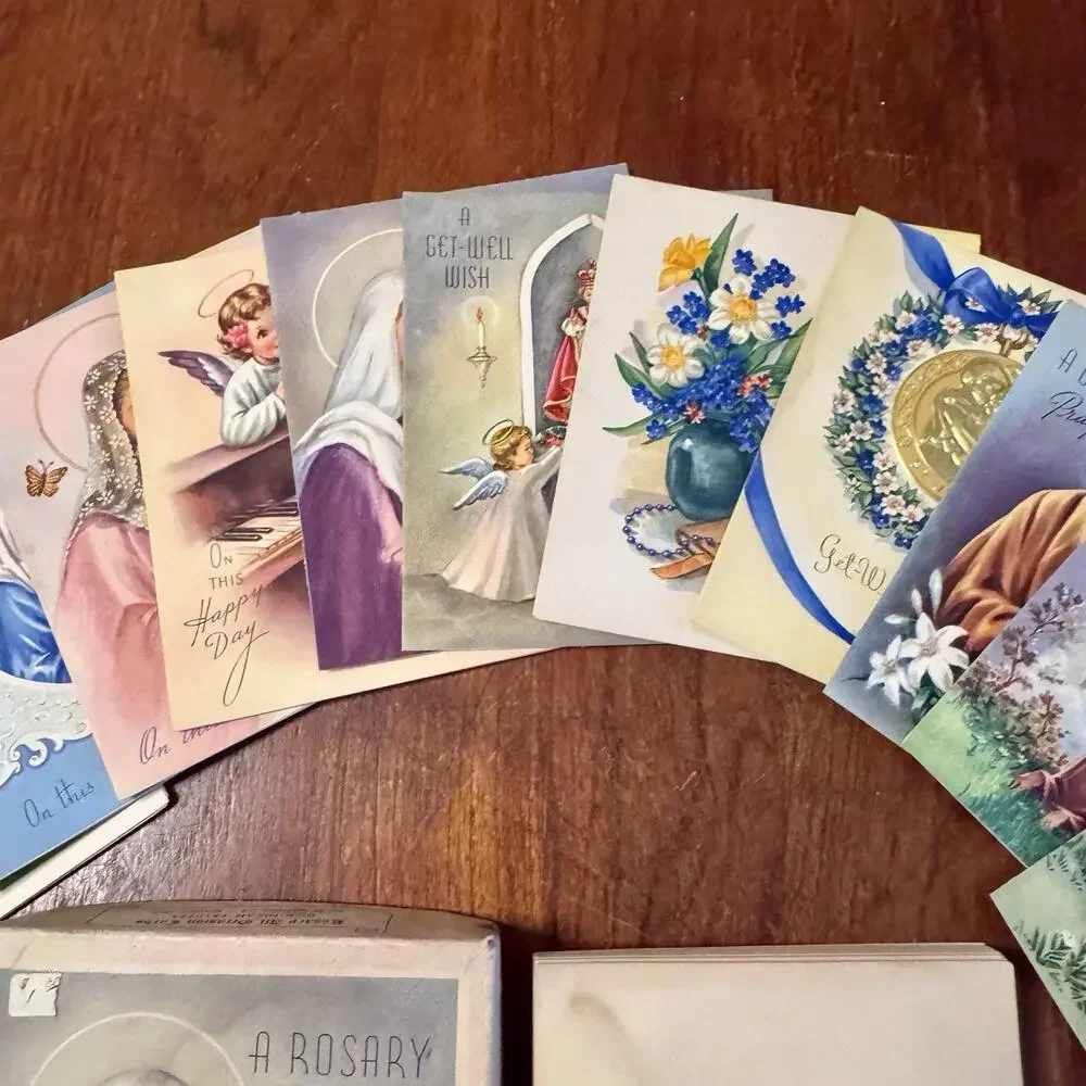 Vintage 1940s-50s Catholic Rosary Cards Dominican Fathers 12 Cards 9 Envelopes